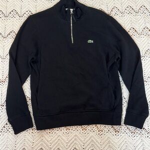 Lacoste Men's Black Zip-Up Sweater High Neck Cotton Sweater Men’s Extra Large